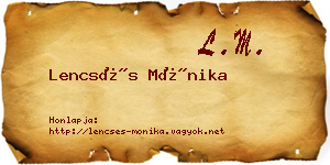 Lencsés Mónika névjegykártya